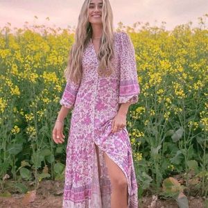Mossy Button Through Gown